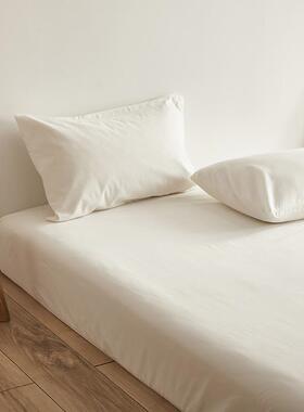 加厚全磨毛1SBQ棉35床笠单件纯色简约纯棉床垫保护套床3罩全.包加