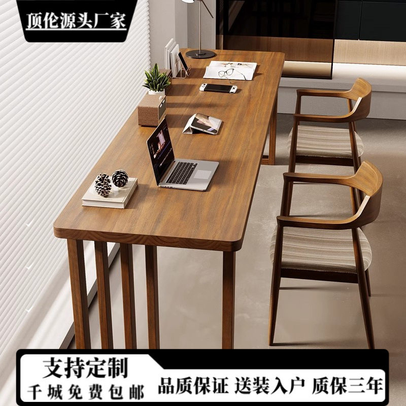 实木书桌双人长条桌家用美式复古转角学习桌简约台式办公电脑桌子