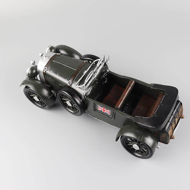 仿真宾利爬山皮敞篷跑车藏模型铁工KAZ艺品客厅橱虎窗怀旧收装饰