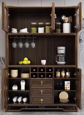 乌金木实木餐柜新中式轻奢边两门储餐物柜家用靠墙厅WJ-1601#柜柜