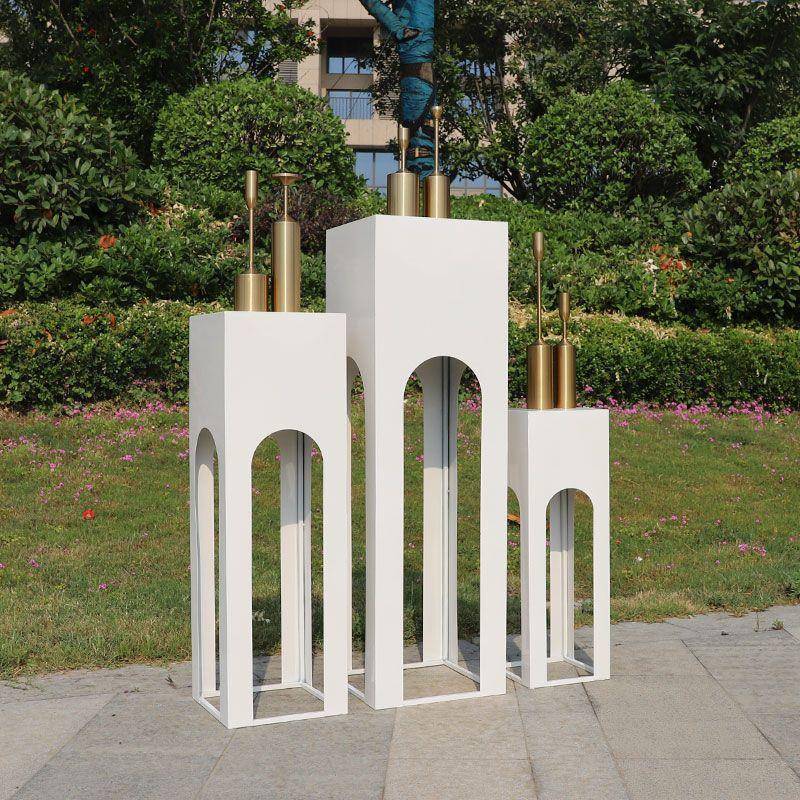 新款婚庆道具装艺路引步BEO步高摆方柱甜铁品台烛台婚礼橱窗饰件