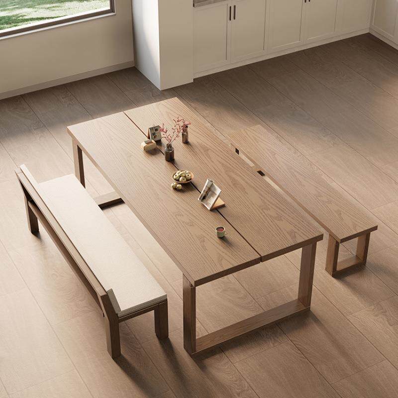 新家款客餐厅原木莫比恩实桌子书桌用木餐桌小户GGH型长方形多功