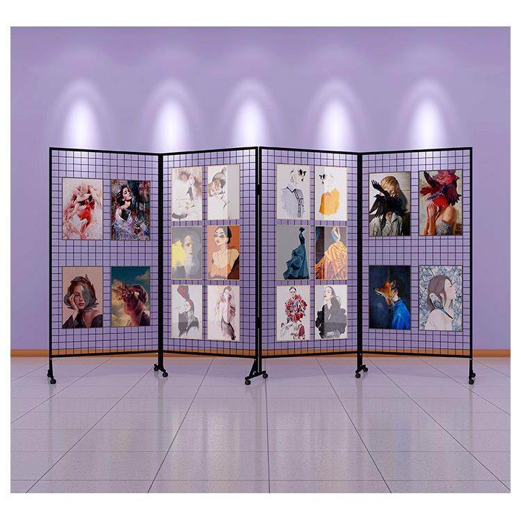 幼铁折叠网园格展示TCS架儿画展书法美术绘画作品展览架落地网格