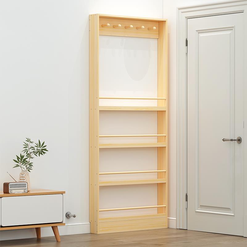 收I1门置物OFI架儿童架实木书架落地卧室后多层纳架学生绘本窄书