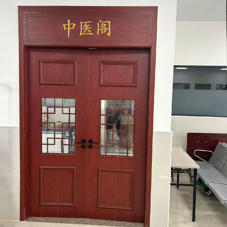 会议室对开门办公室子母门套装实木门带亮窗包厢门室内玻璃双开门