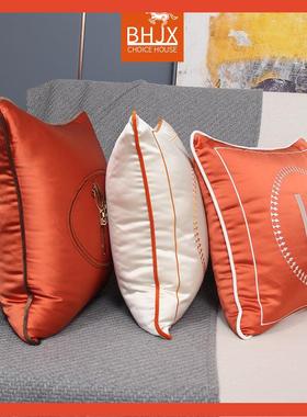 ∞抱枕背沙轻VUB发套客厅奢感靠垫不含芯车载橙色简约美式靠枕