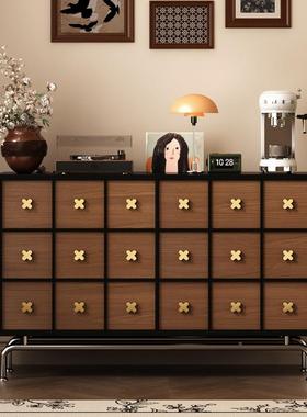 中风实木斗六柜卧室储物柜复古柜抽屉客厅ARU床尾斗古收边纳柜五