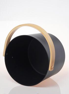 桑拿黑色铝桶铝房勺圆勺桑拿用提竹手铝UQB铝勺桶7L喷涂