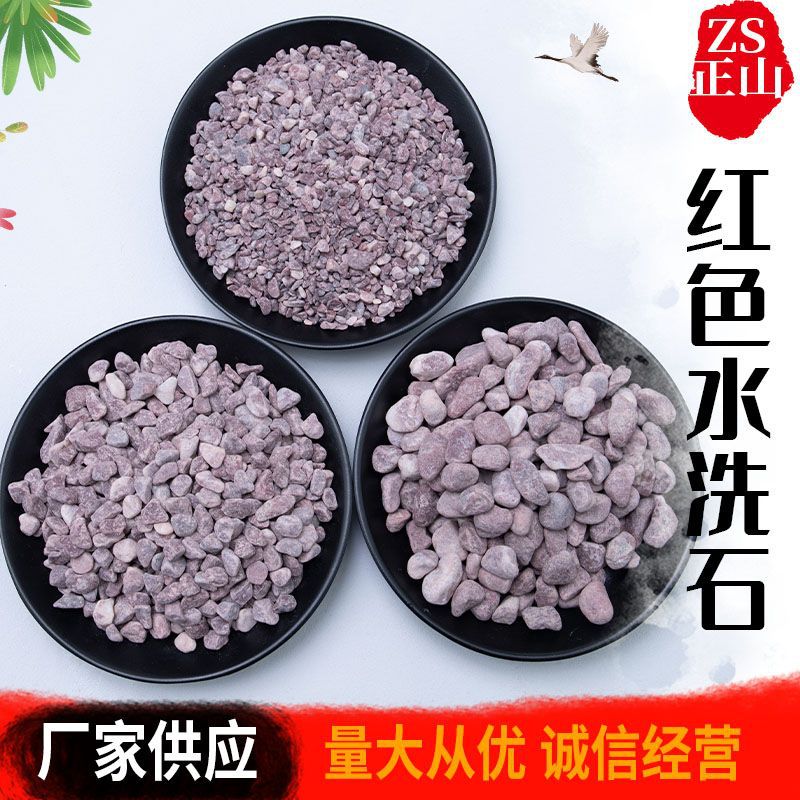 红色水洗石 园林装饰多肉花盆铺面洗米石日式水磨小石子碎石头