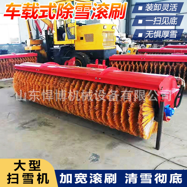 车载加装滚刷式路面除雪机