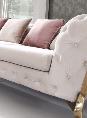 客组厅沙发后奢现代拉扣布艺意式轻别墅家饱满具绒布92027艺合沙