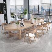 简约办公SGL 068室椭圆木会议桌办公长条桌大洽谈桌板椅原木大长