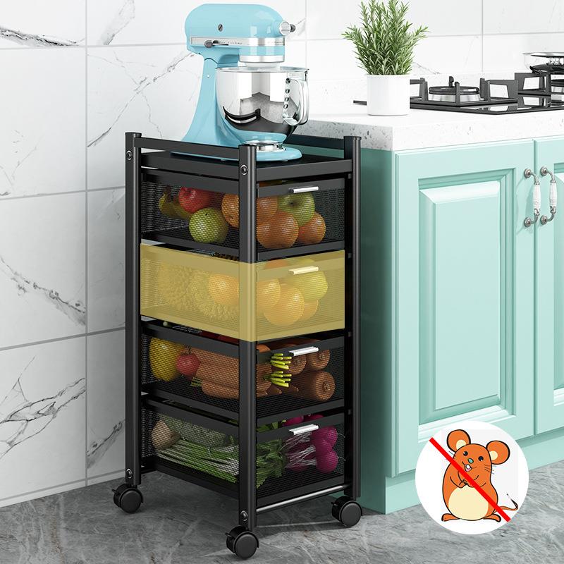 厨蔬房菜置餐物架夹缝落地多家用品储物柜抽屉式层收DKC纳架碗柜