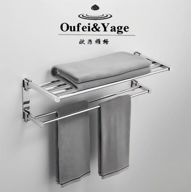 oufeiyage全铜折叠毛巾架收纳浴巾架浴室置物架卫生间厕所毛巾架