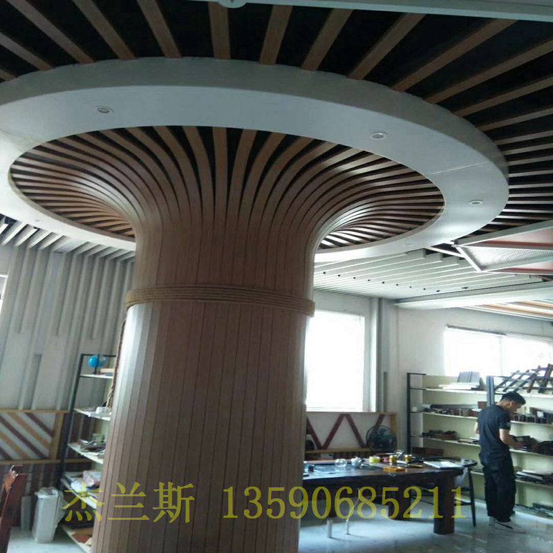 沿街立面改造铝木纹铝花格制作厂家 厂家报价铝型材方管 杰兰斯装
