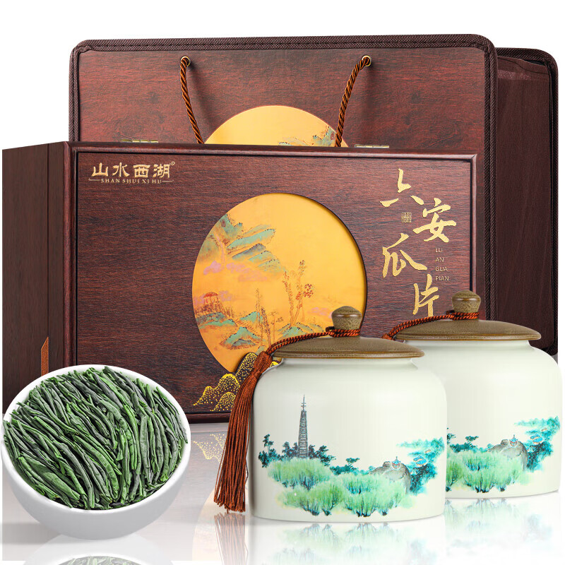山水西湖 茶叶 六安瓜片 2025新茶明前绿茶安徽原产礼盒装150g