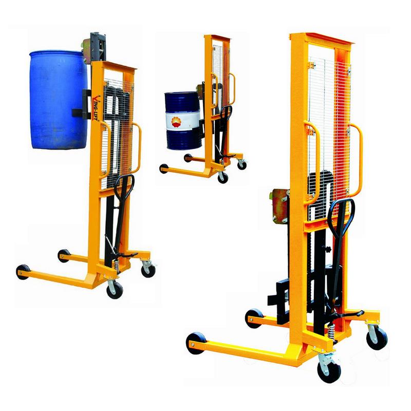 鹰嘴叼扣型油桶堆高车手动半电动铁圆桶塑胶油桶搬运车咬嘴