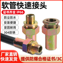 防爆挠性连接管快速接头防爆管免压安装内外丝4/6分防爆软管接头