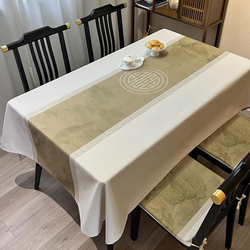 中风餐桌布艺山国水画棉麻加罩ZFG厚椅子套茶防几布长方形烫桌垫