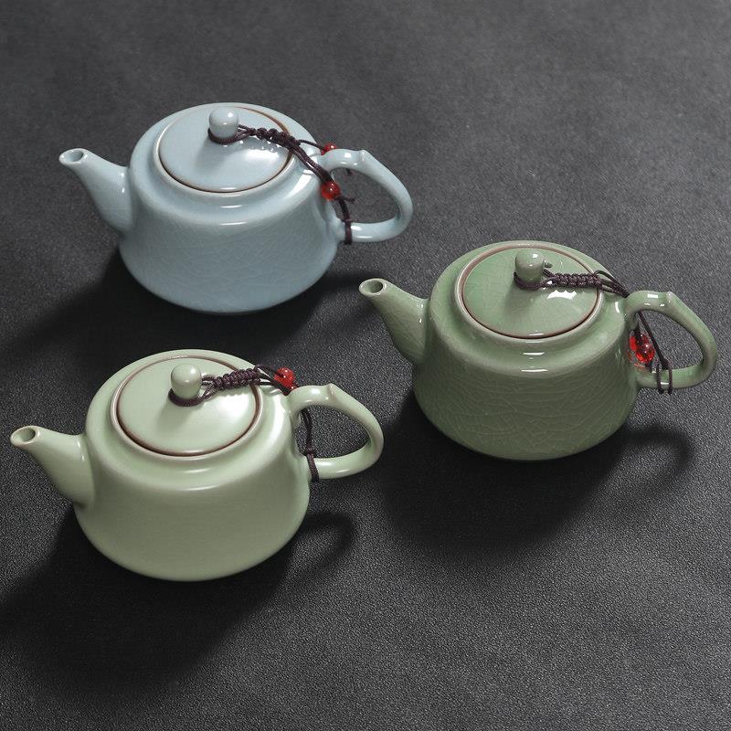 KKB-5467天青汝窑茶壶开片小壶用冰裂釉葛窑陶家瓷夫单茶具功大泡