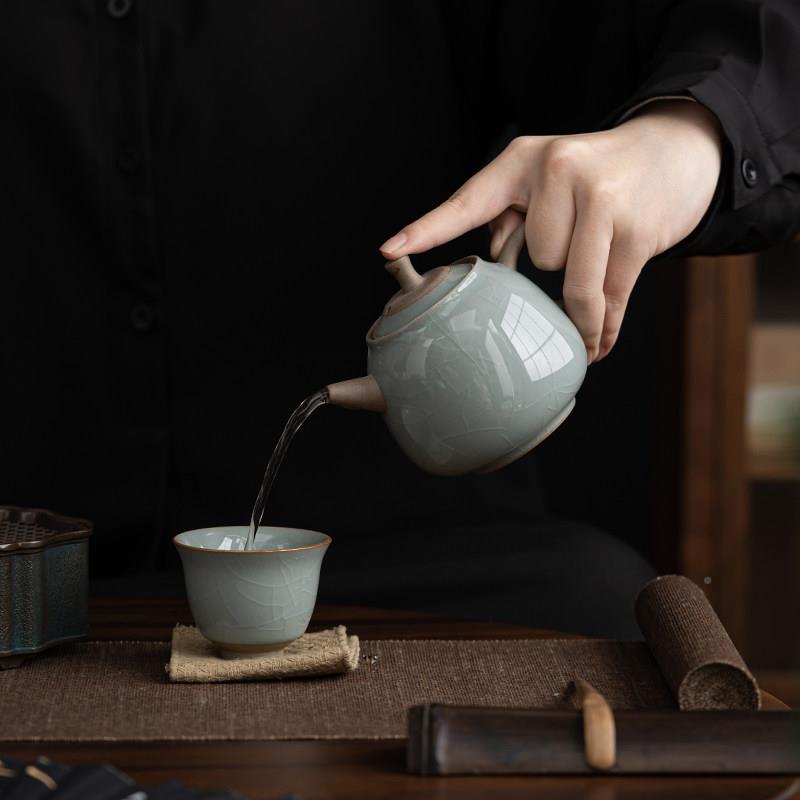 哥窑夫茶具功陶瓷泡茶J0629壶三才盖碗茶盒杯茶六洗君子大套组礼