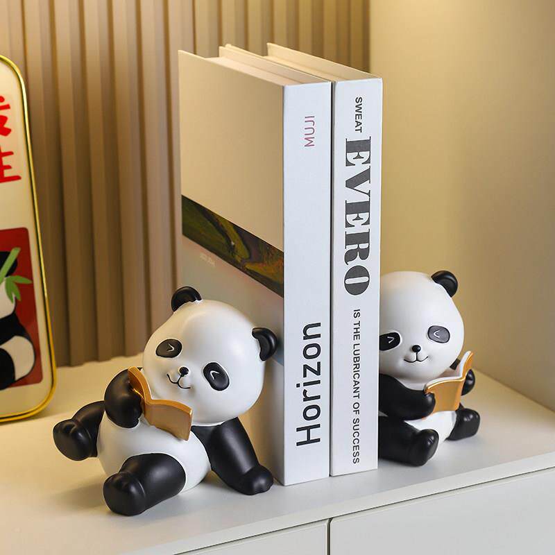 家现代简轻约熊猫挡VDT摆件居玄关书架客书厅酒柜办公室奢装饰品