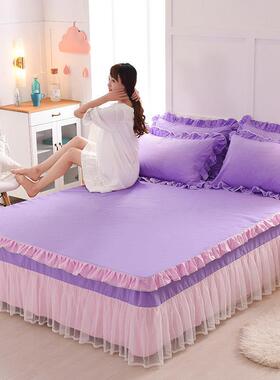萱羽韩公主花床边丝床裙单件版床罩防滑荷叶边蕾59662席梦思垫保