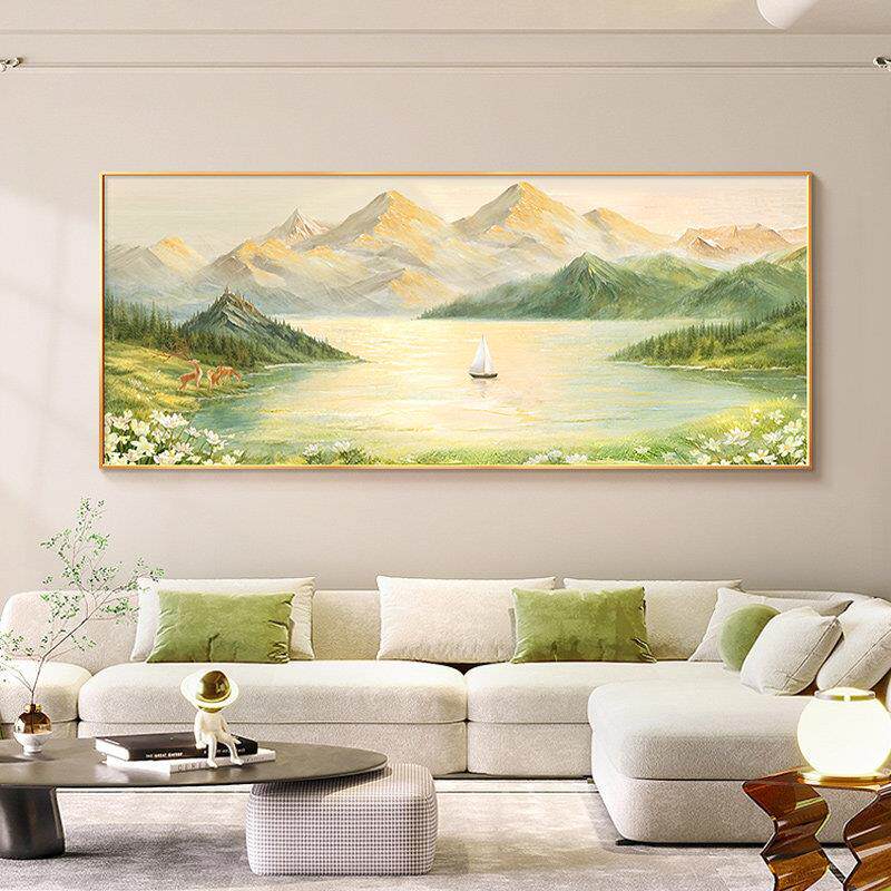 聚宝客厅装饰画画山水风景沙盆发背景墙挂 画画日照金DB2467山壁