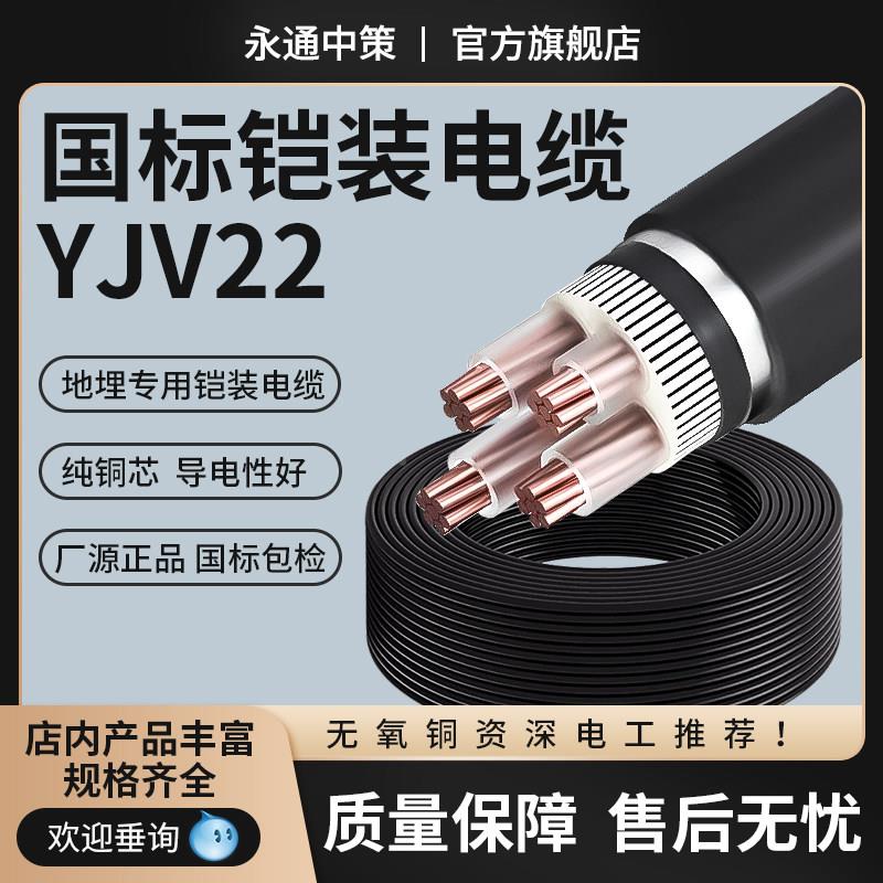 通中策YJV装22铠电缆线国标铜电缆绝永缘阻燃钢纯带铠线地埋电缆图片