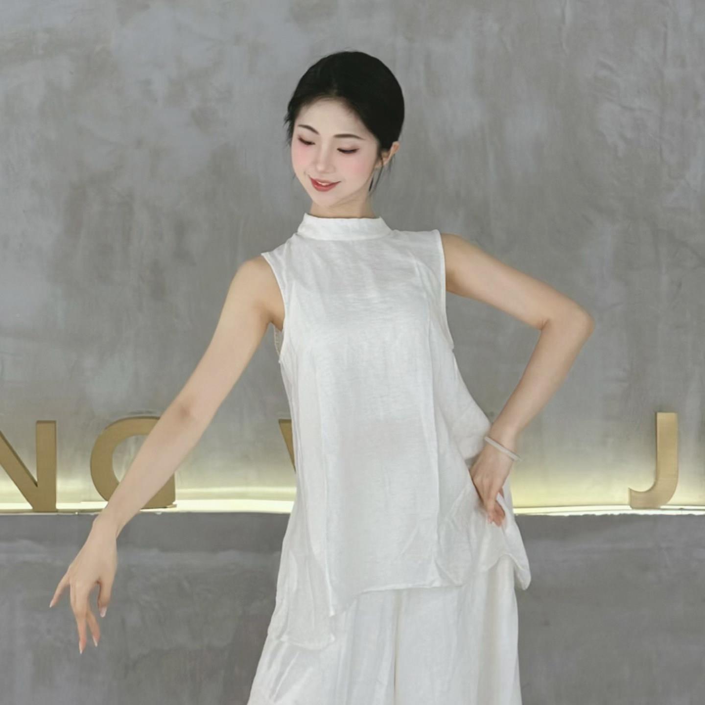 现代舞练功一服整套古典舞无腿舞袖上衣新款中国阔裤舞蹈演出服夏