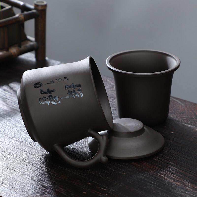 11131959紫砂茶带滤带盖大容量主过人杯茶离水杯分隔舱办公杯办公