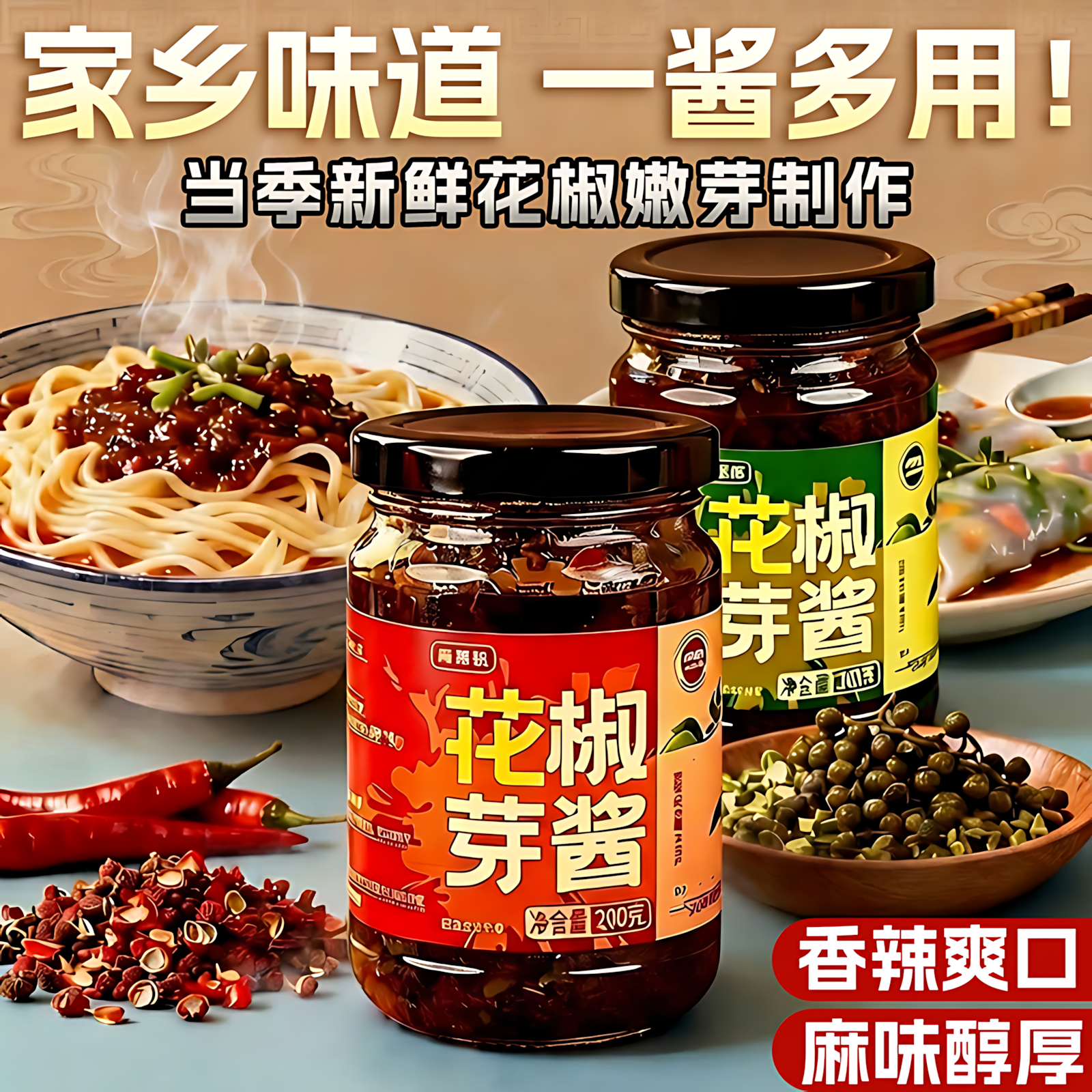 2025年新鲜花椒芽酱花椒芽菜拌饭拌面酱下饭菜辣椒酱官方旗舰店正,粮油调味/速食/干货/烘焙,酱类调料,淘宝优惠券,粉丝福利购,淘宝优惠卷