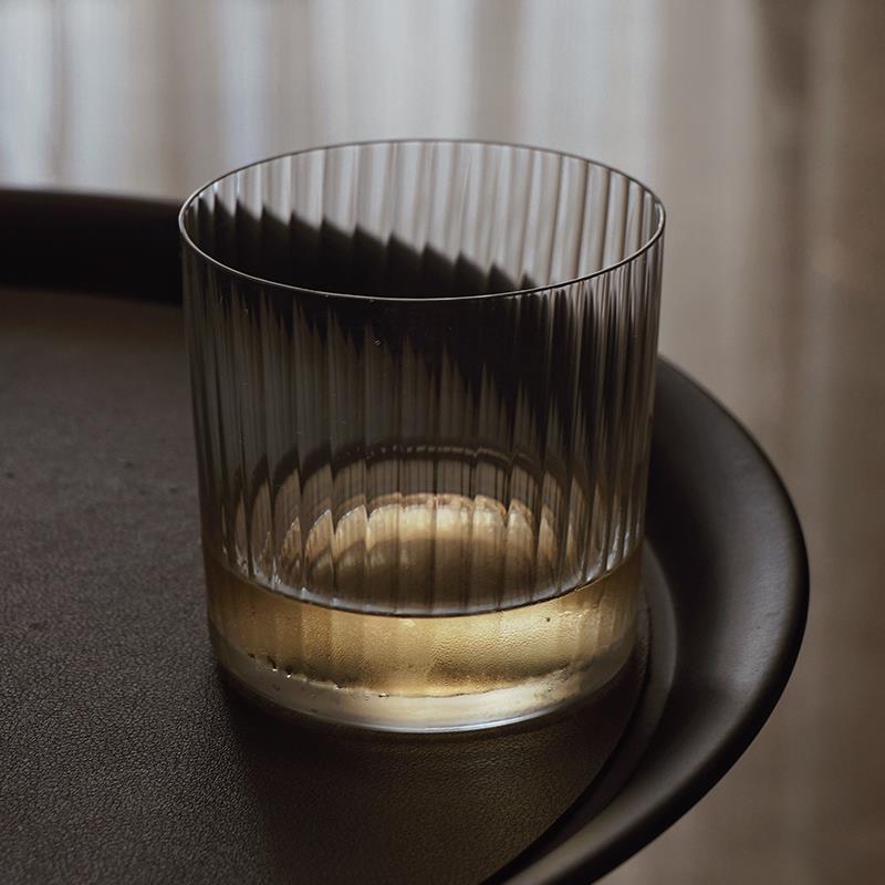 KROSNO晶质玻璃ins风果汁杯鸡尾酒日式条纹复古威士忌个性创意杯