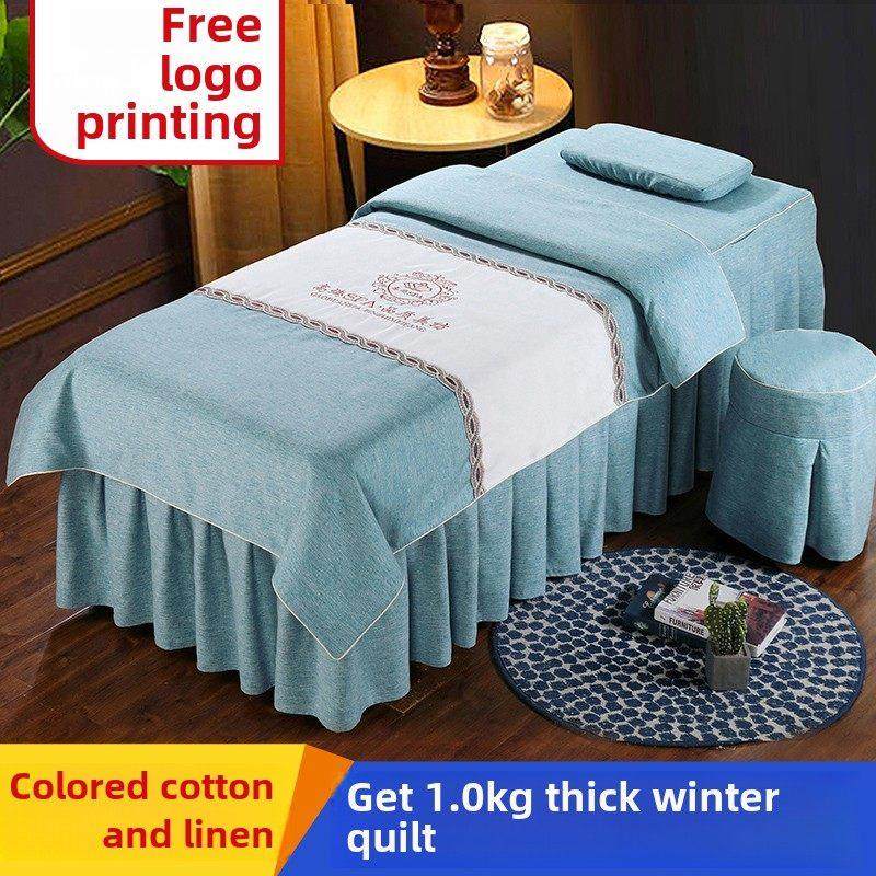 美容院专用高档轻奢美容床罩四件套棉麻高端欧式按摩推拿床套简约,床上用品,床罩,淘宝优惠券,粉丝福利购,淘宝优惠卷