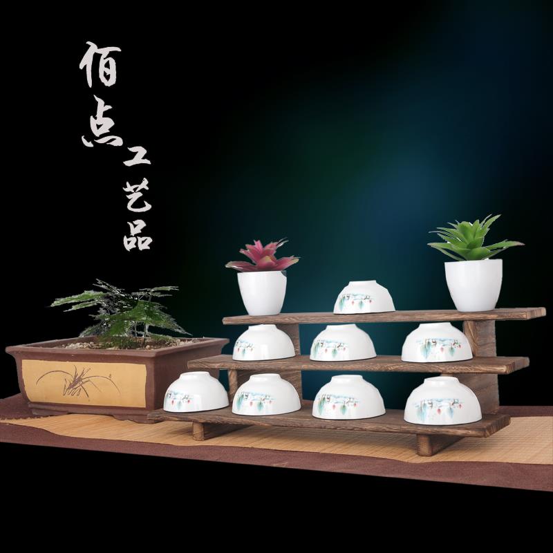 复古实木多层收纳架整理架茶室茶碗茶壶茶杯摆放展示架桌面置物架