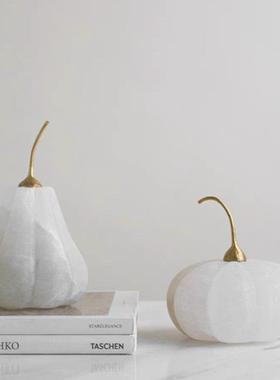 北欧轻奢创意抽象云石南瓜水果摆件样板间书房电视酒柜桌面装饰品