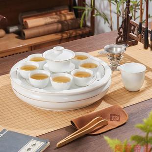 大容量茶盘盖碗茶壶茶杯公道杯铁观音大杯茶 高温白玉陶瓷茶具套装