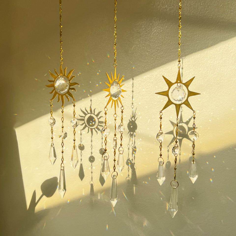 金属挂件手工风铃挂饰车载装饰crystal sun catcher水晶太阳捕手