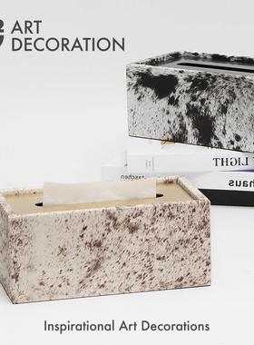 轻奢马毛纹理纸巾抽纸盒样板间酒店售楼处茶几洽谈桌卫生间摆件