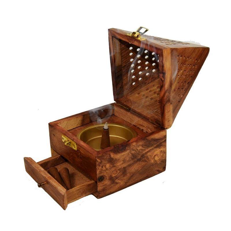 尼泊尔实木双层锥香塔香炉黄檀木香盒香具家用摆件线香香座香插,餐饮具,茶道/香炉,淘宝优惠券,粉丝福利购,淘宝优惠卷