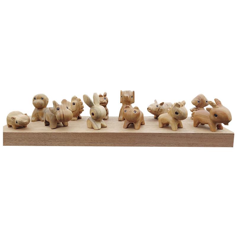 手工十二生肖香樟木摆件全套鼠牛虎兔龙蛇马羊猴鸡狗猪天然工艺品