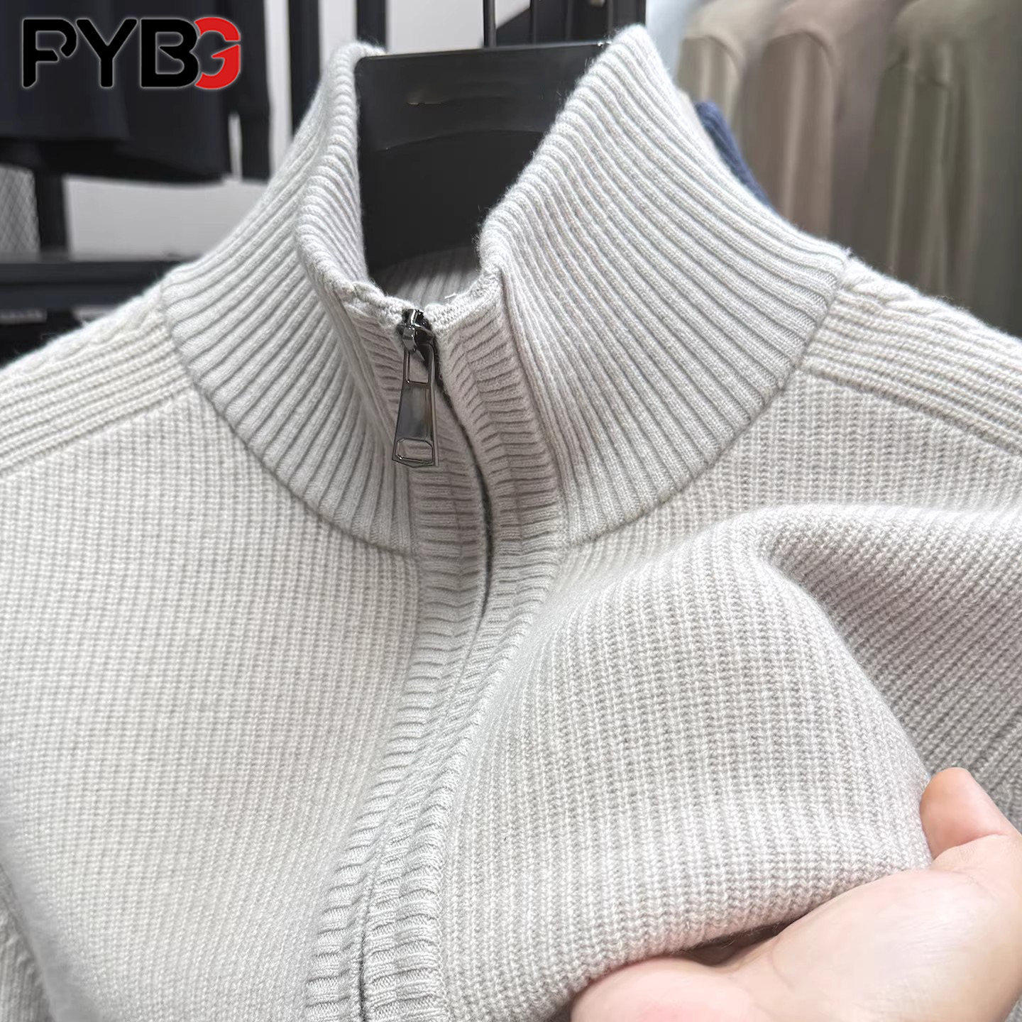 半高领100%纯羊毛衣男士秋冬季2025新款加厚保暖针织开衫外套男款