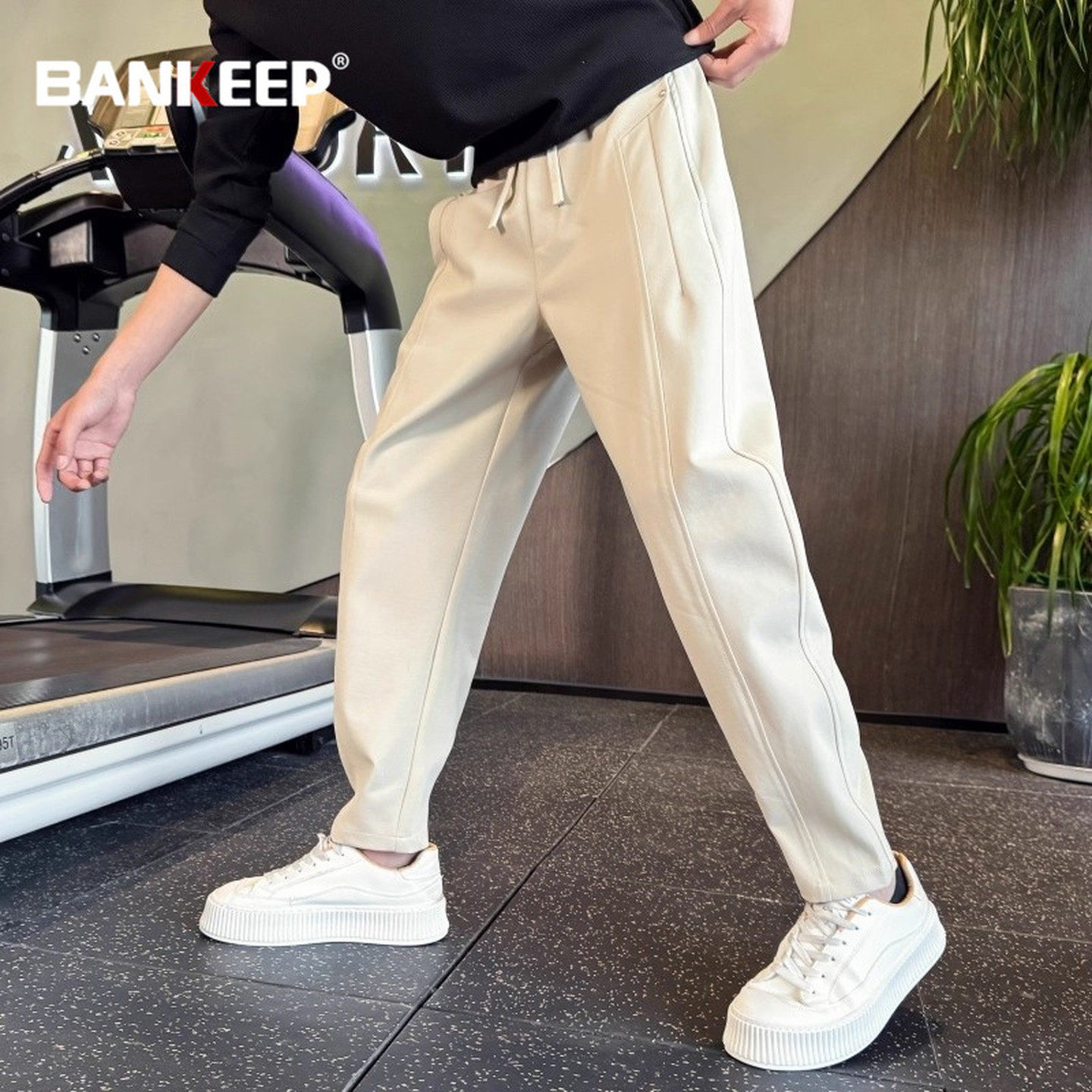 潮牌弯刀休闲裤男士2026新款春秋冬季加绒加厚男裤直筒长裤子男款