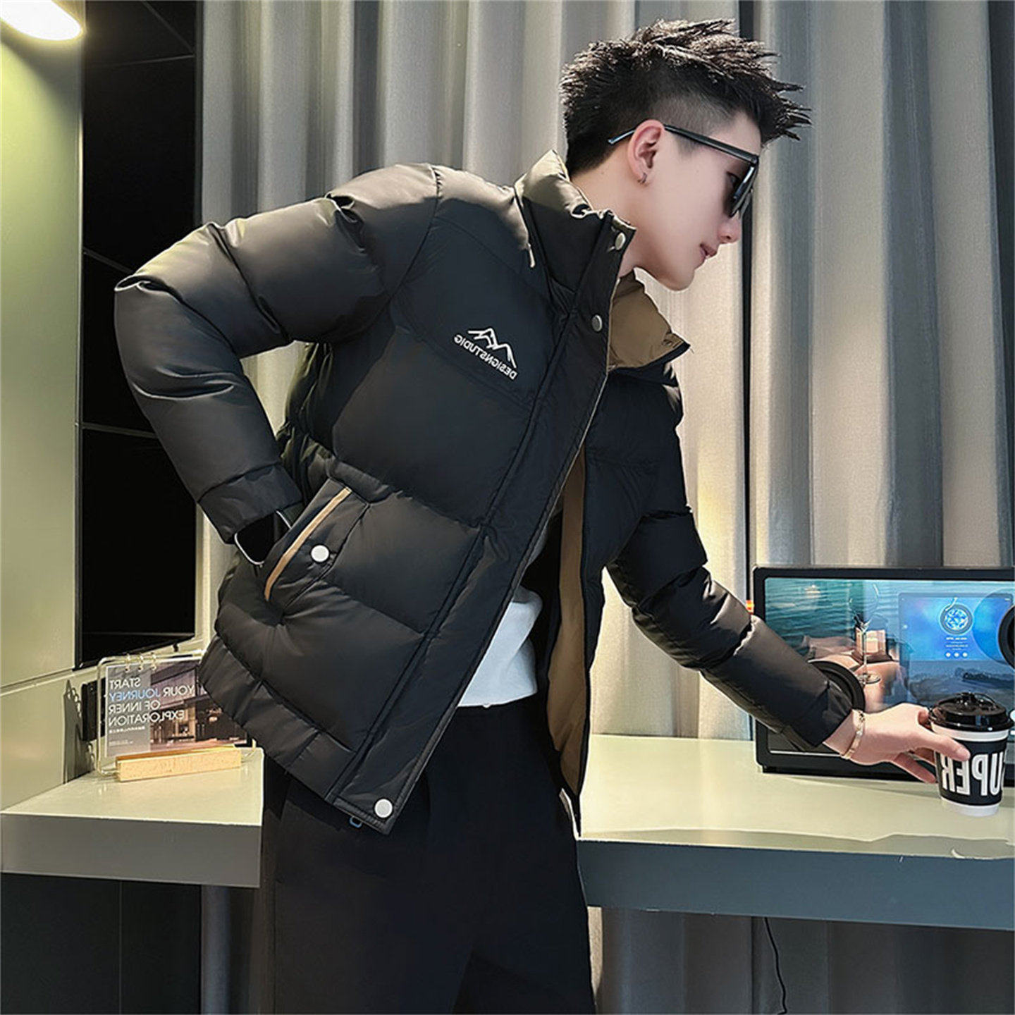 高端羽绒棉服男冬季2025新款修身立领加厚保暖短款男士棉衣外套潮