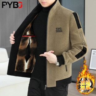高端毛呢夹克男士冬季2025新款立领加绒加厚保暖外套休闲男装男款