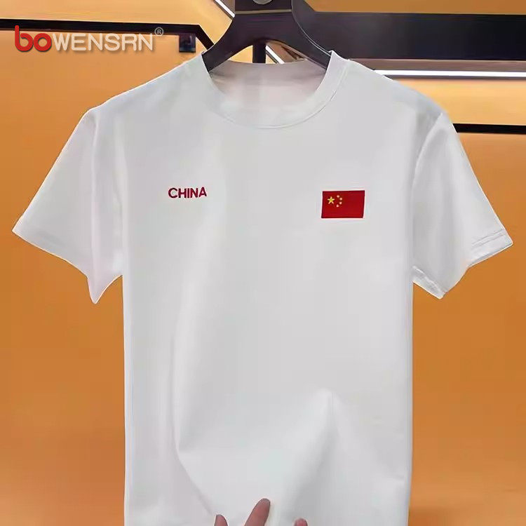 国潮白色短袖T恤男士2026新款夏季高级感个性印花半袖打底衫男款