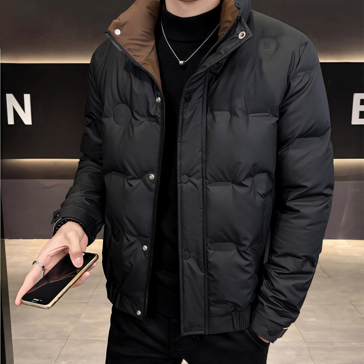 高端短款立领羽绒服男士2025新款冬季加厚保暖羽绒夹克男外套男款