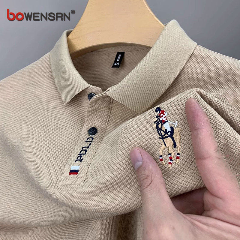 高端保罗polo衫男士长袖t恤春秋夏季2026年新款纯棉刺绣短袖男款