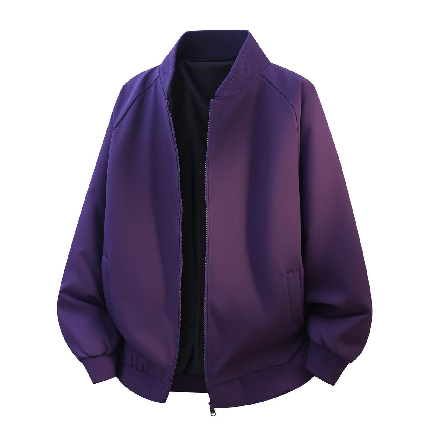 高端紫色加厚棉服外套男士2025新款冬季拉链宽松夹克棒球服潮男款