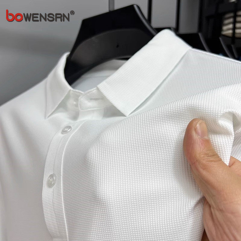 华夫格无痕冰丝polo衫男士短袖T恤夏季2026新款纯色商务保罗男款